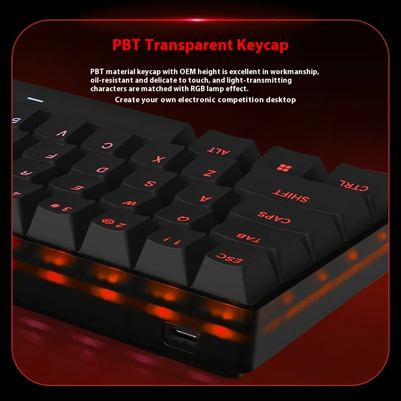 FINCE CAMING GEAR FIRE 68 Magnetic Axis Keyboard Wired Hot swappable 68 Key Customized Gaming Office Mechanical Keyboard