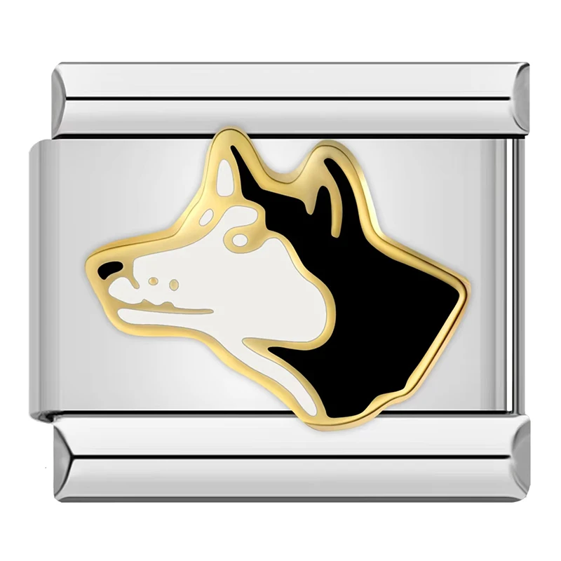 Hapiship 9mm Width Original Daisy Animal Cat Dog Horse Rabbit Lion Bear Wolf Sheep Charm Fit Bracelet Stainless Steel Link DJ42A