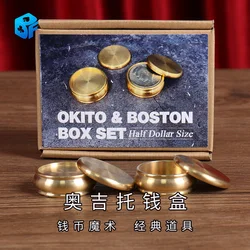 Buddha Okito & Boston Box Set (Half Dollar Size) Magic Tricks Close Up Illusions Gimmick Props Mentalism Coin Penetrate Vanish