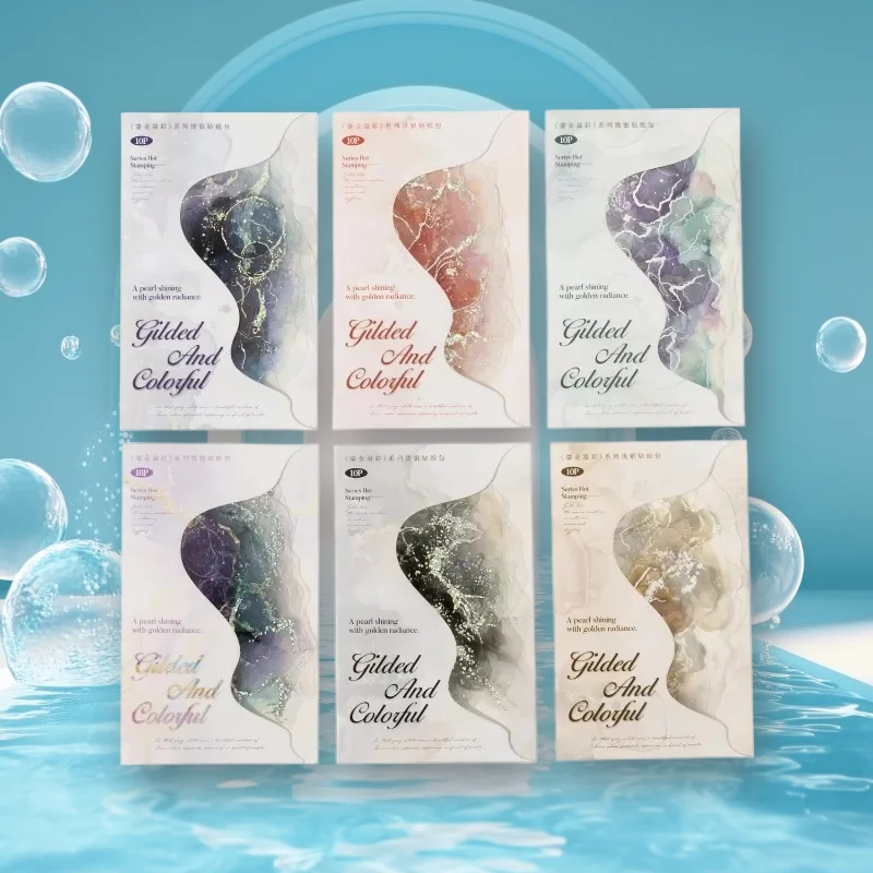 

1pack/3pack Gilded Radiance Series 6 Styles Silver Foil Watercolor Blur Sticker Pack for Journal Collage