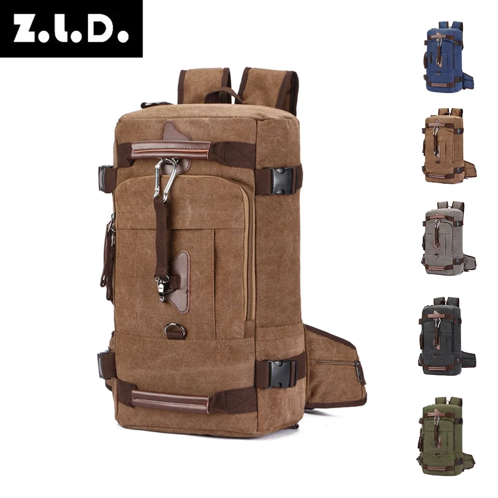 New Backpack Men Vintage Canvas Backpack bucket shoulder bag Large capacity man travel bag mountaineering Rucksacks