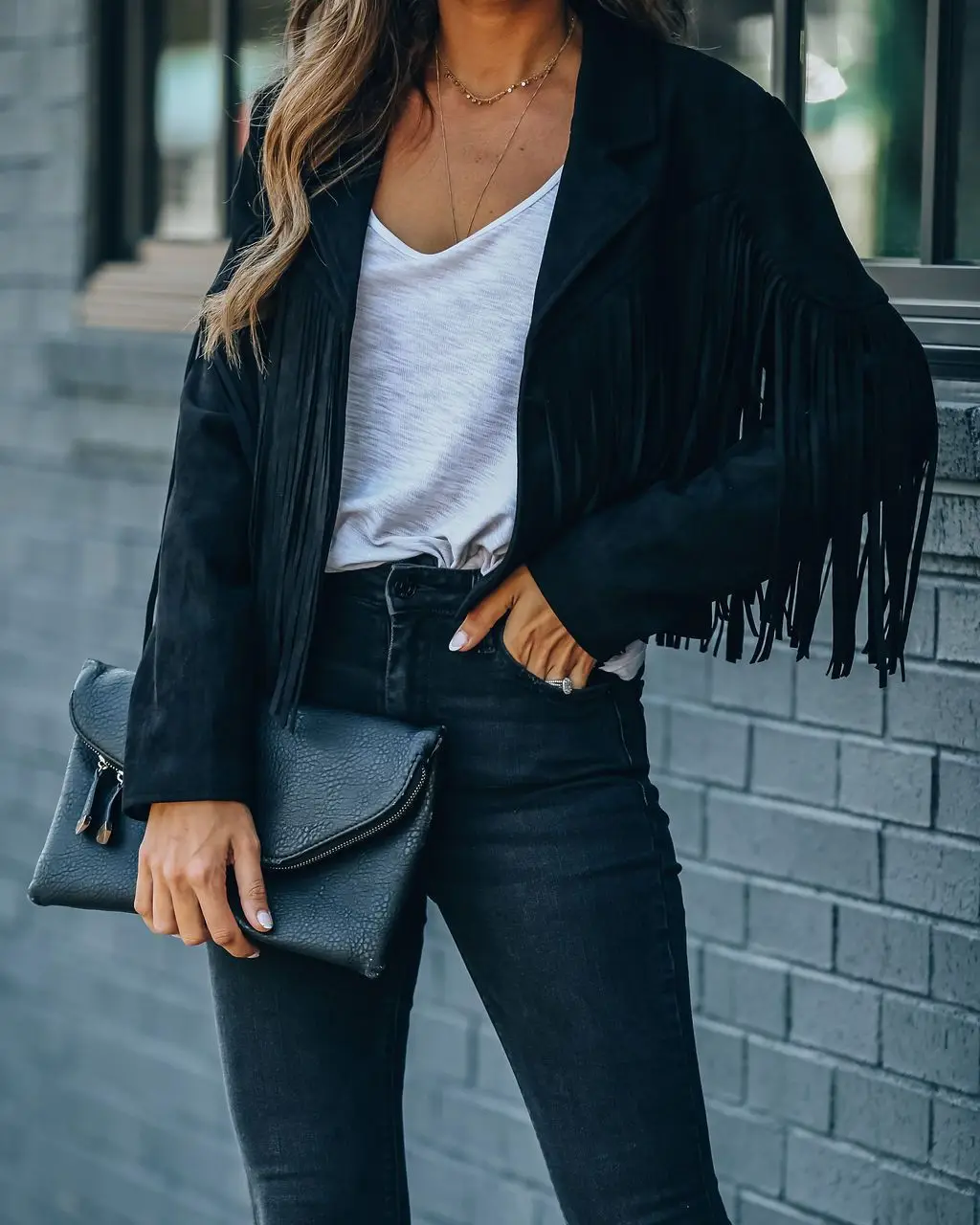 Suede Leather Jacket for Women Fringed HemTassel Cardigan Crop Tops E-Girl Motor Biker Jacket Vintage Streetwear, Cool Coat, Y2k