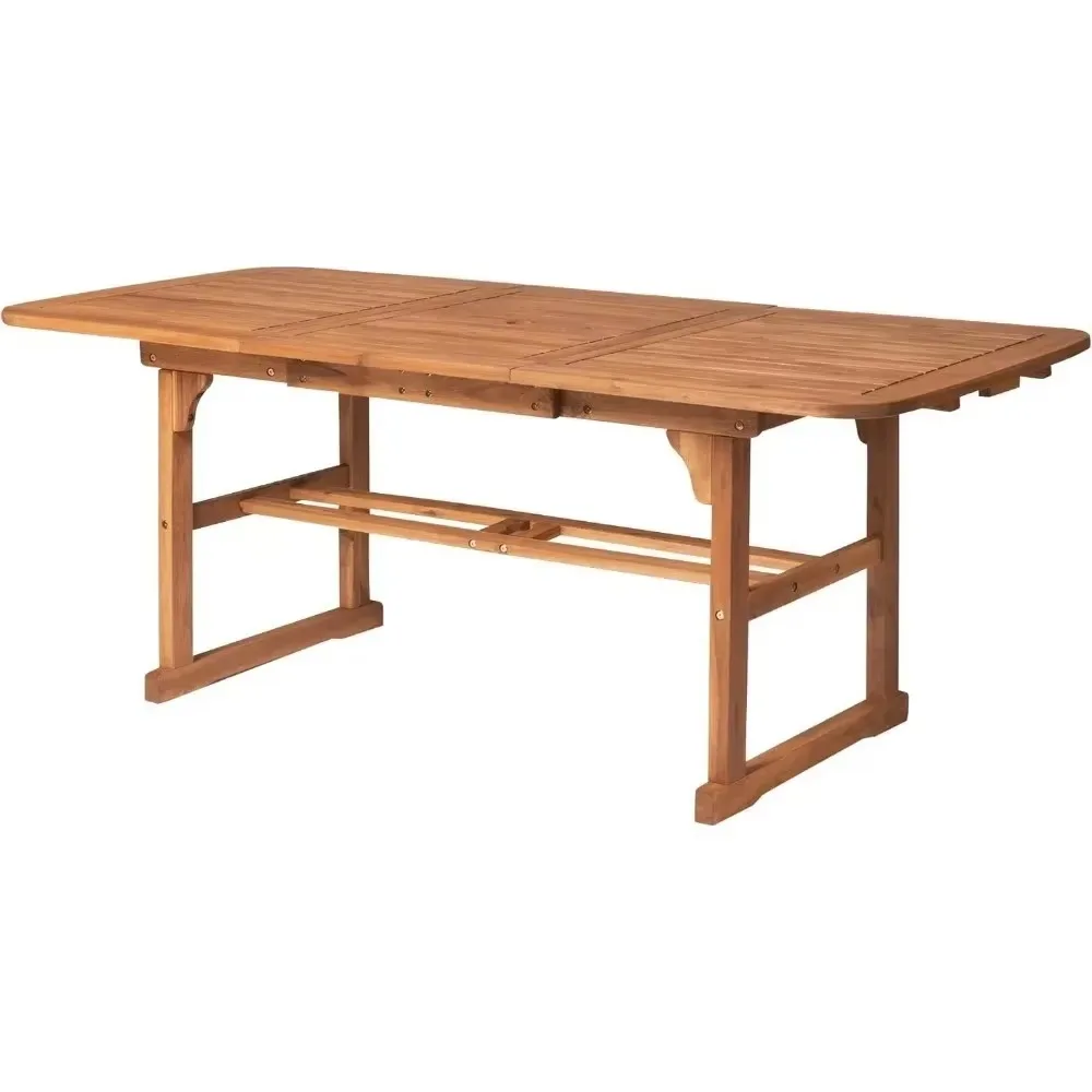 Mesa de comedor plegable moderna para patio, tablero de acacia maciza, conveniente, 78 pulgadas, capacidad máxima de peso 200 libras, marrón