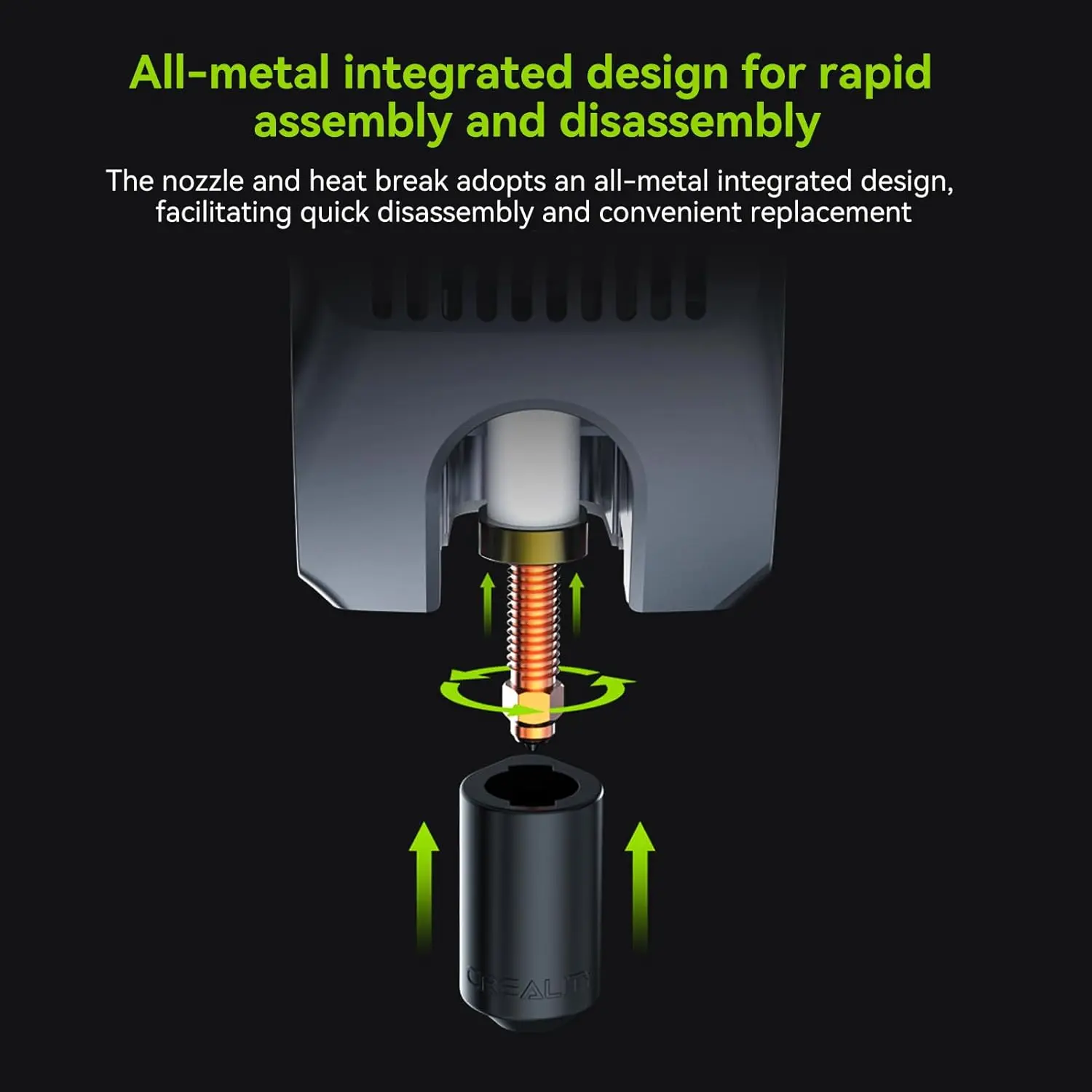 طقم فوهة Creality الرسمية K2 Plus/Hi مكون من قطعتين، فوهات عالية التدفق سريعة التبديل على شكل وحيد القرن 0.4 مم، فوهات نحاسية ذات طرف فولاذي وسبائك التيتانيوم #5