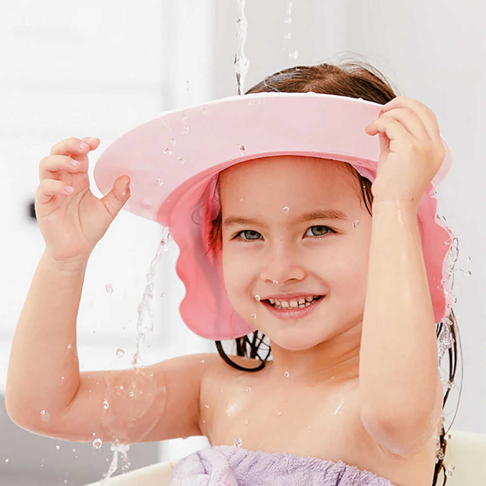 Baby Shampoo Cap Ear Protection Adjustable Bath Hat For Kids Bath Visor Head Cover Baby Shower Cap Cute Elephant Shield