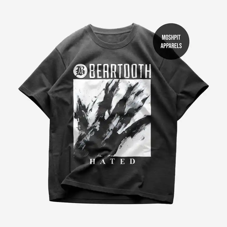 

Футболка Beartooth, музыкальная рубашка, рубашка Beartooth Hated, агрессивная рубашка альбома ниже Beartooth Merch, унисекс, тяжелая хлопковая