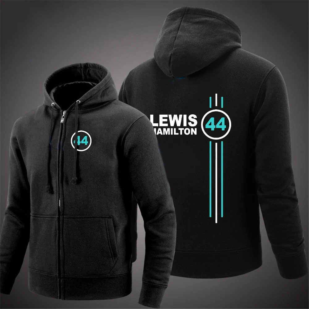 F1 driver Lewis Hamilton digital 44 Harajuku Zip Sweatshirt Winter Jacket Clothes Popular Hoodie Men Pocket Long Sleeve Tops