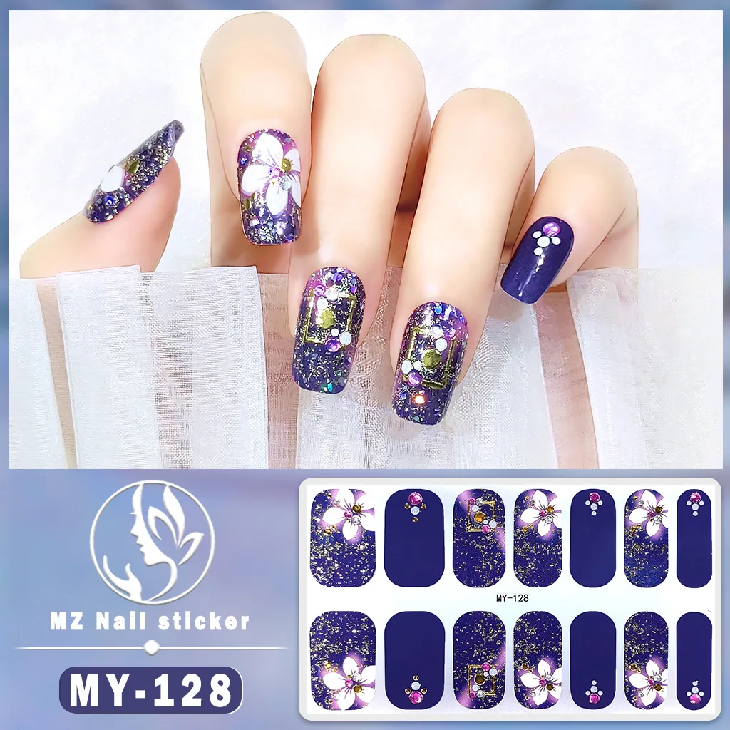 Bake free gel 3D nail sticker Full coverage nail polish film sticker Japanese and Korean waterproof diamond like nail sticker