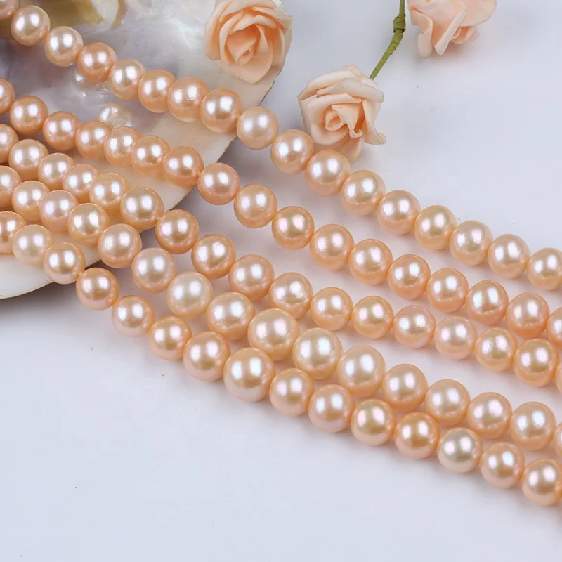 Wholesale 11-15mm Natural Pink Color Edison Round Loose Freshwater Pearls Strand