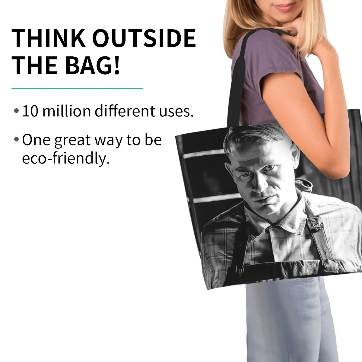Charlie Hunnam Ed Gein Shopping Tote Bag Canvas Large Capacity Shoulder Bags Shopper Grocery Handbag for Women
