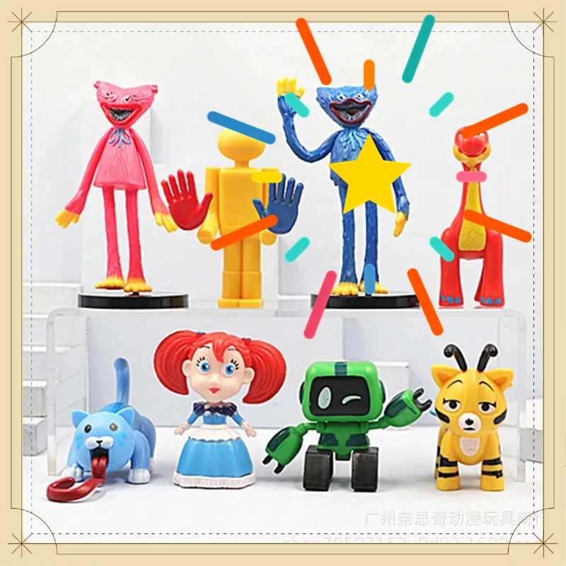8PCS Poppy Playtimes Hot Game Cartoon Character Figure Exquisite Creative Model Desktop Toy Merchandise For Fans Gift