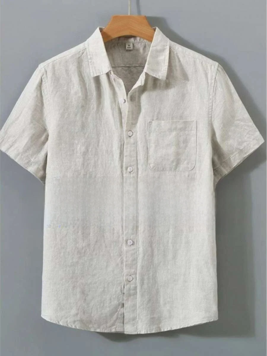 

New Summer Linen irt Men's ort Sve Thin Loose Linen Material Casual Cotton Top Japanese Sle Vintage Loose Fit irt