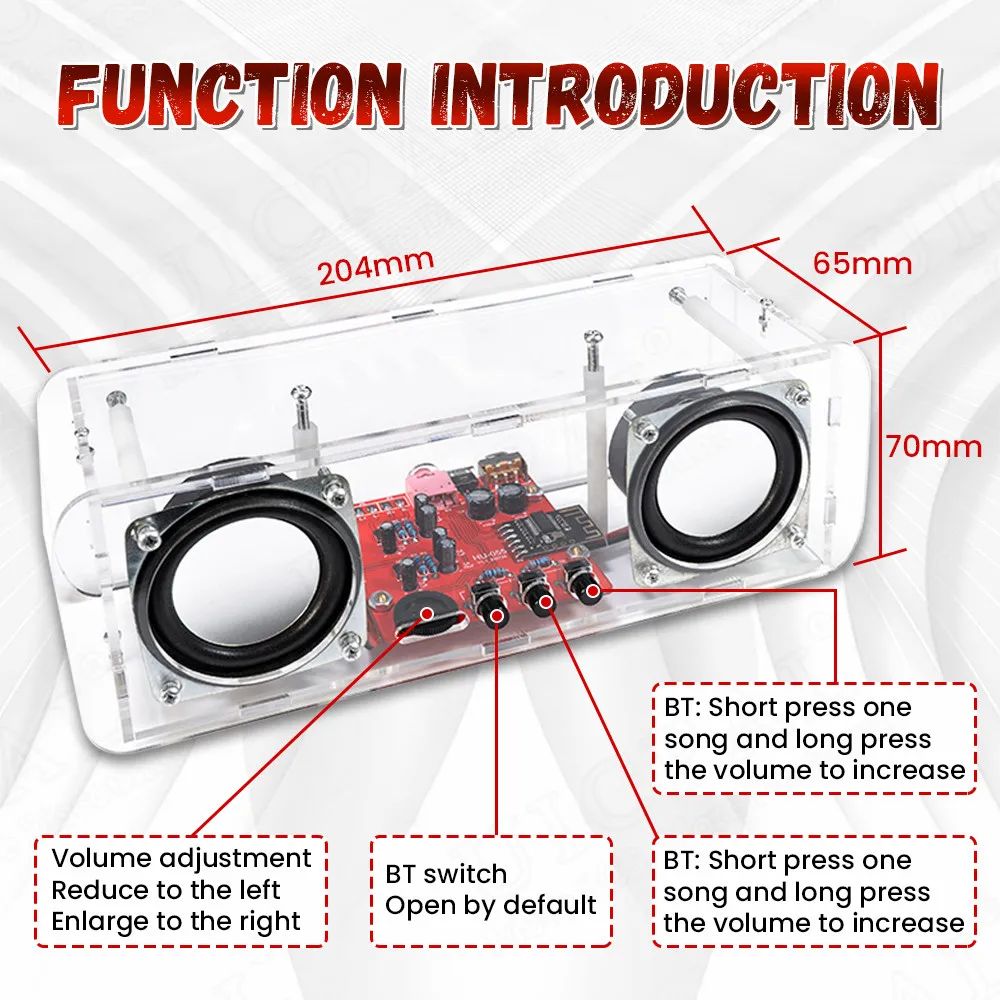 DIY Bluetooth Speaker Electronics Kit Soldering DIY Project Practice Solder Assembly 2*3W Speakers DIY Electronic Kit