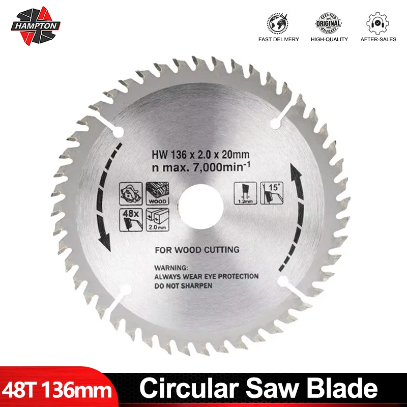 

HAMPTON 136mm Circular Saw Blade Disc 48 Teeth Wood Cutting Tool Bore Diameter 20mm Carbide TCT Saw Blade For Woodworking Tools
