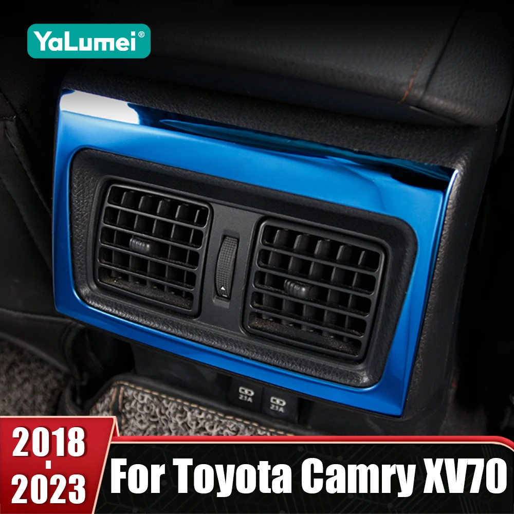 

For Toyota Camry 70 XV70 2018 2019 2020 2021 2022 2023 Stainless Steel Car Rear Air Conditioning Vent Outlet Frame Trim Sticker
