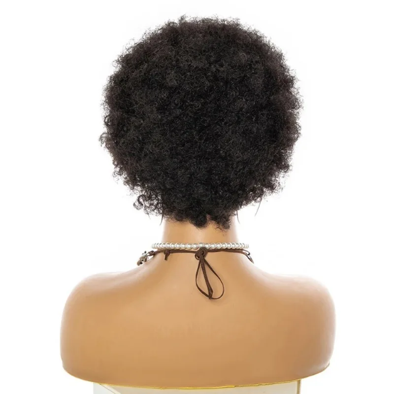 Afro Wig Short Kinky Curly Human Hair Wig Glueless & Ready-to-Wear Perfect for 70s Cosplay & Daily Use 1B/27/4/99J Color