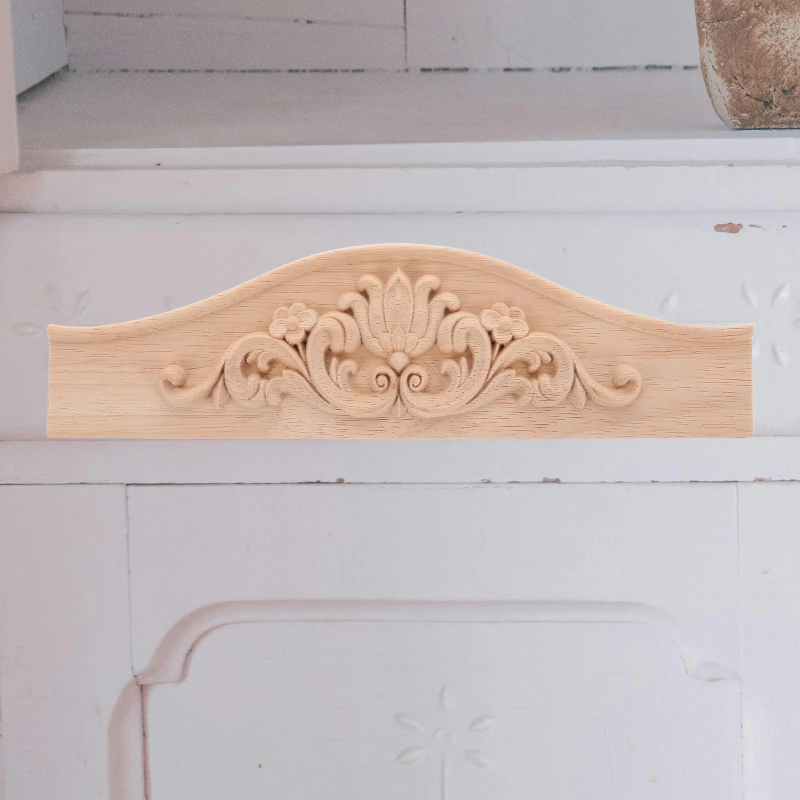 

European Style Wooden Carved Onlay for Furniture Door Cabinet DIY Material Solid Wood Pediment Over Door Home Decor Wood