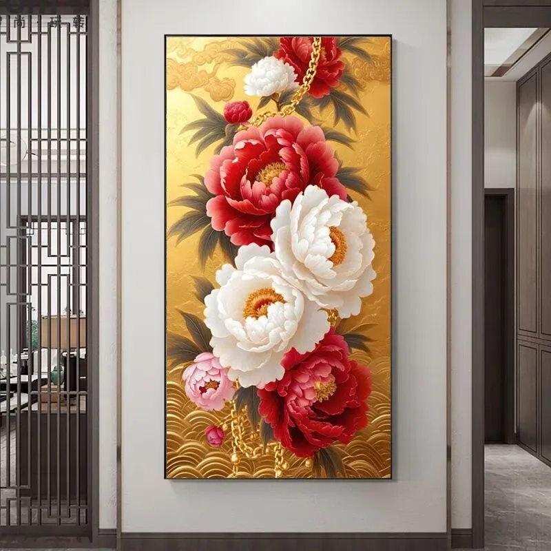 

Printed Kits Cross Stitch Peony 11CT 9CT Embroidery DIY Cotton Needlework Sets Crafts With Needles