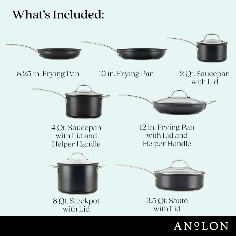 Anolon Anolon X Hybrid Nonstick Nonstick Cookware Induction Pots and Pans Set, 12 Piece - Charcoal Gray