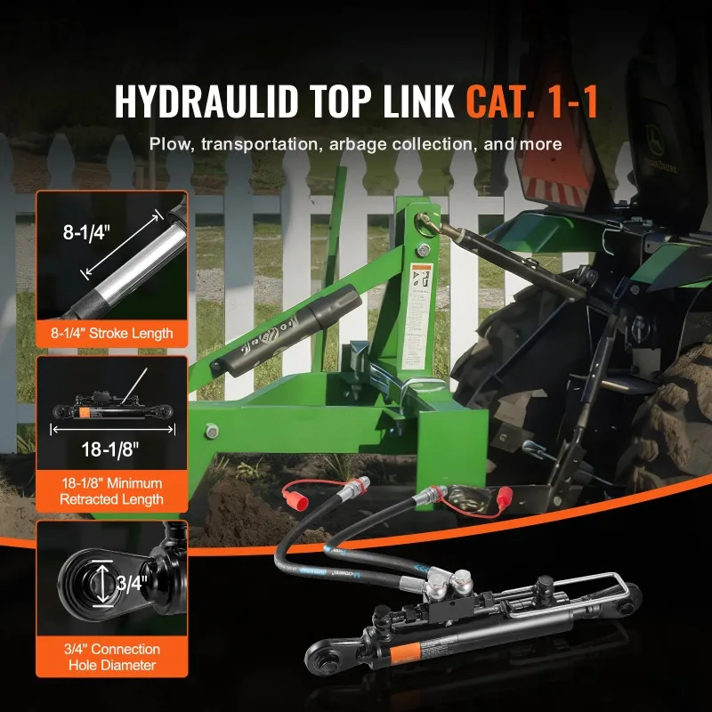 Hydraulic Top Link Cat.1-1 Hydraulic Cylinder with 2 Hoses&G3/8