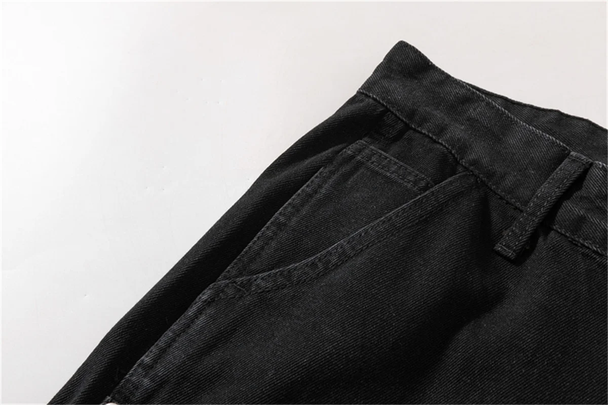 Washed Double Knee Logging Pants Men Women Straight Tube Loose Fitting American Wide Leg Worn-out Casual Pants Jeans