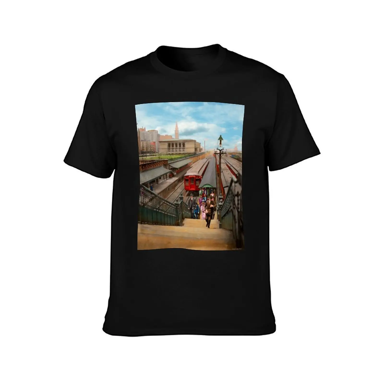 City - Chicago - The Van Buren Street Station 1907 T-Shirt Urban Casual Loose Fit Tee T-Shirt