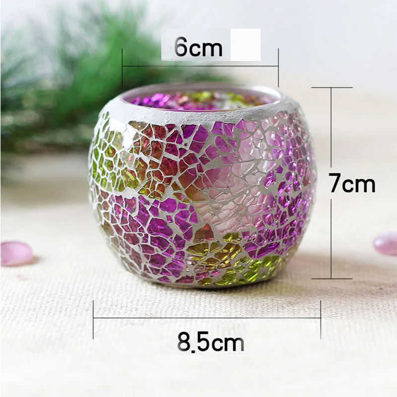 Halloween Candle Holder Mosaic Glass Candlestick, Romantic Candlelight Dinner, Wedding Party, Holiday Decorations
