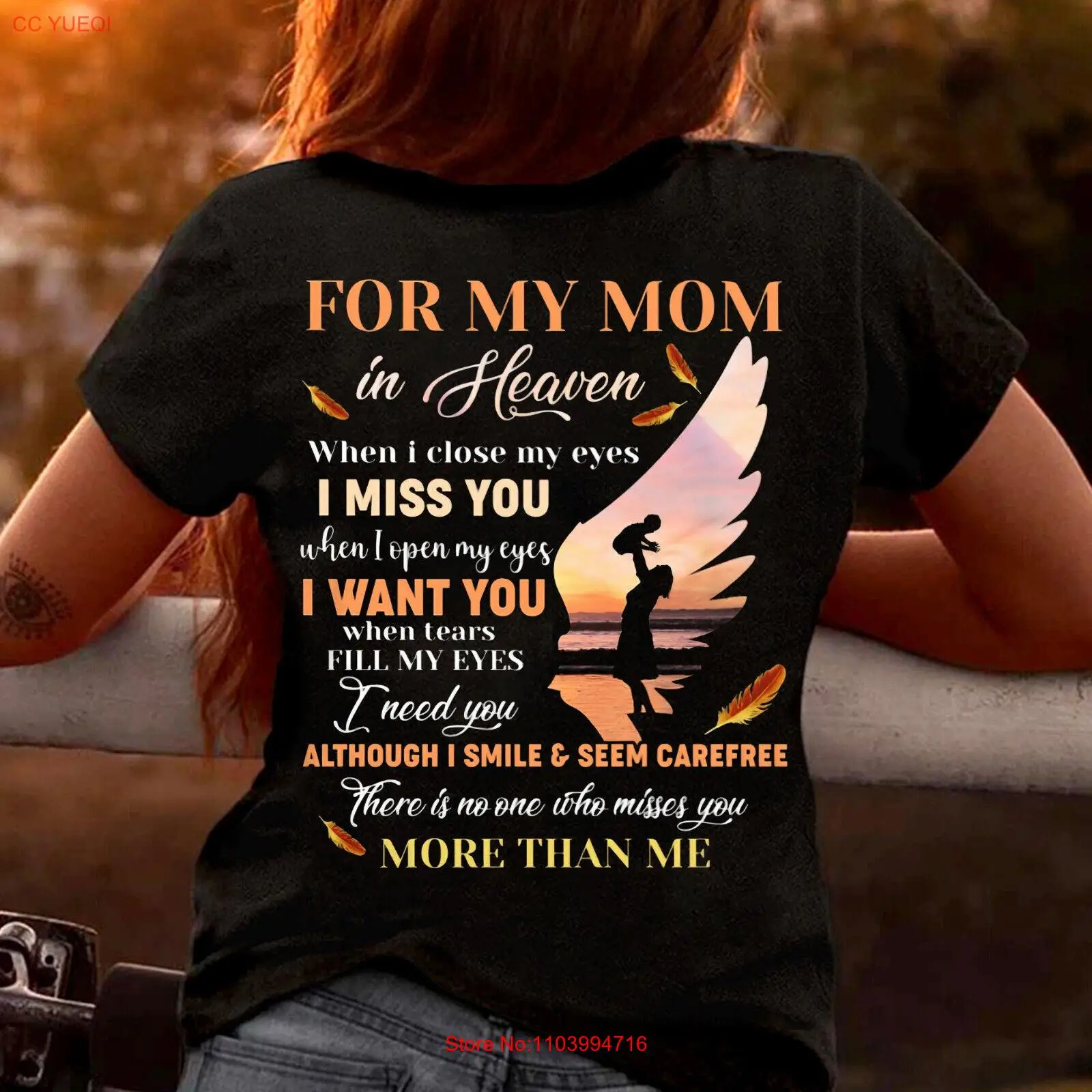 For My Mom In Heaven Shirt, Angel Mom Shirt, Mother Memorial Shirt, Mom Memorabl