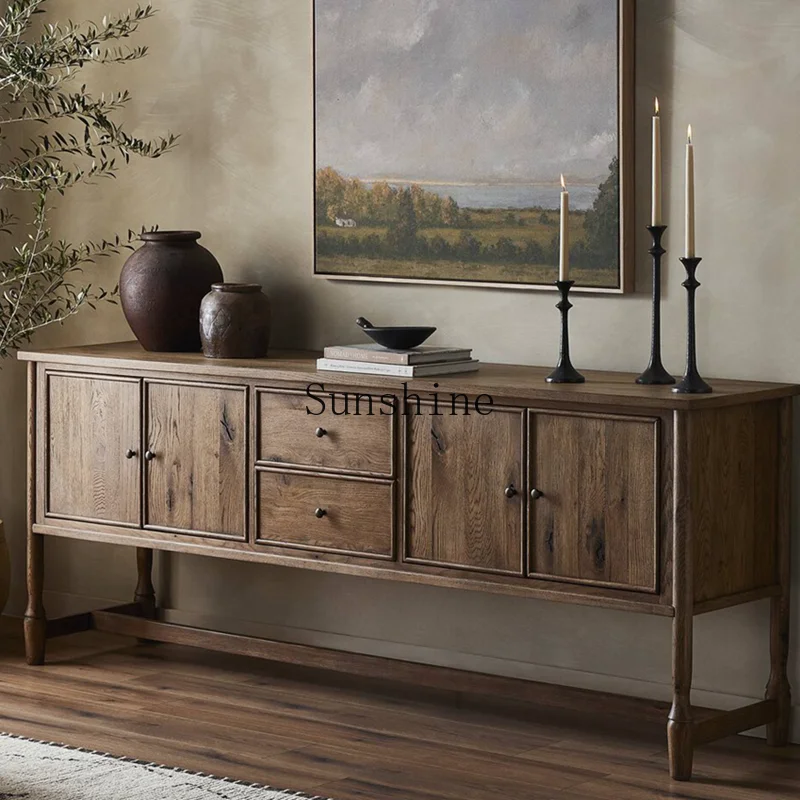 

American retro solid wood dining side porch storage storage decorative cabinet