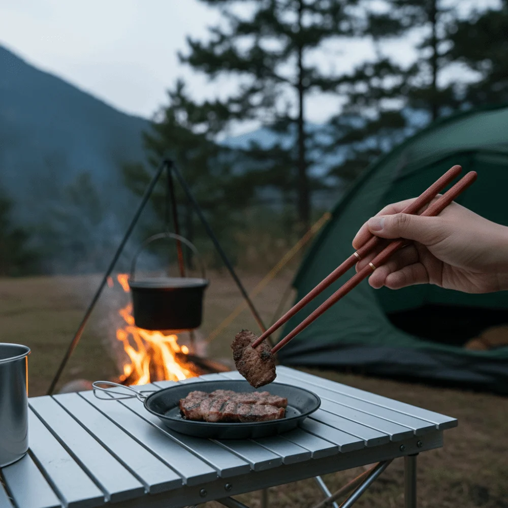 3 Set Durable Portable Wood Chopsticks Foldable WIth Storage Bag Reusable Chopsticks Detachable Chopsticks Travel view 5