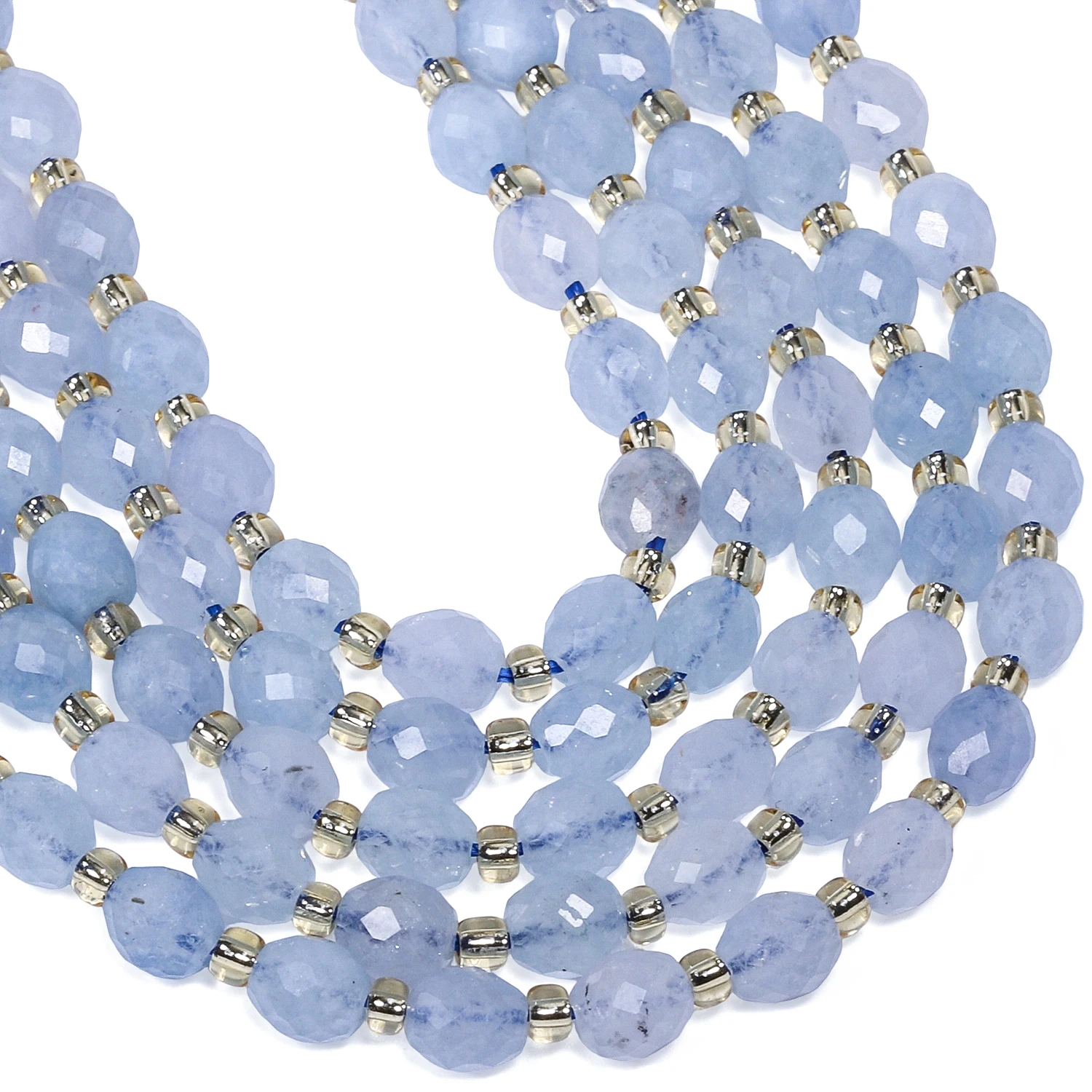 5x6mm Facettierte Ovale Stein Perle Natürliche Aquamarin Reis Form Spacer Perle Für Schmuck Machen Diy Armband Zubehör 7,5''