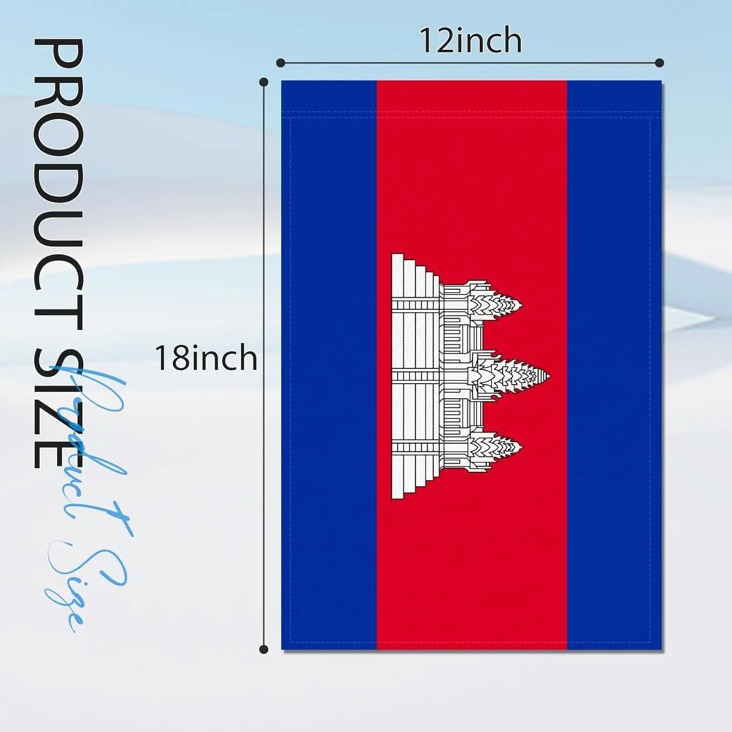 علم حديقة كمبوديا 12 × 18 بوصة مزدوج الجوانب 3 أعلام كمبوديا مع ألوان زاهية لديكور الحديقة الخارجية، FFI