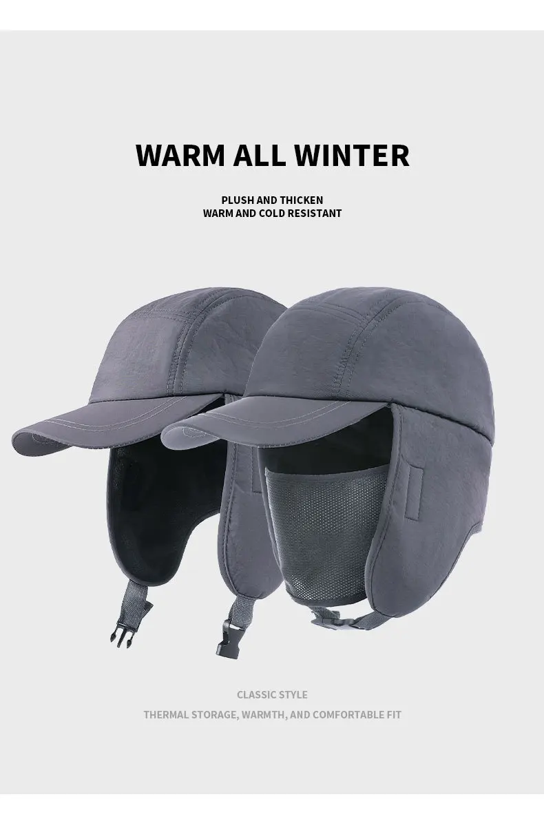 Men Women Duck Tongue Cap Autumn Winter Warm Ear Protection Windproof Hat Padded Thickened Rocker Fleece Workwear Baseball Caps