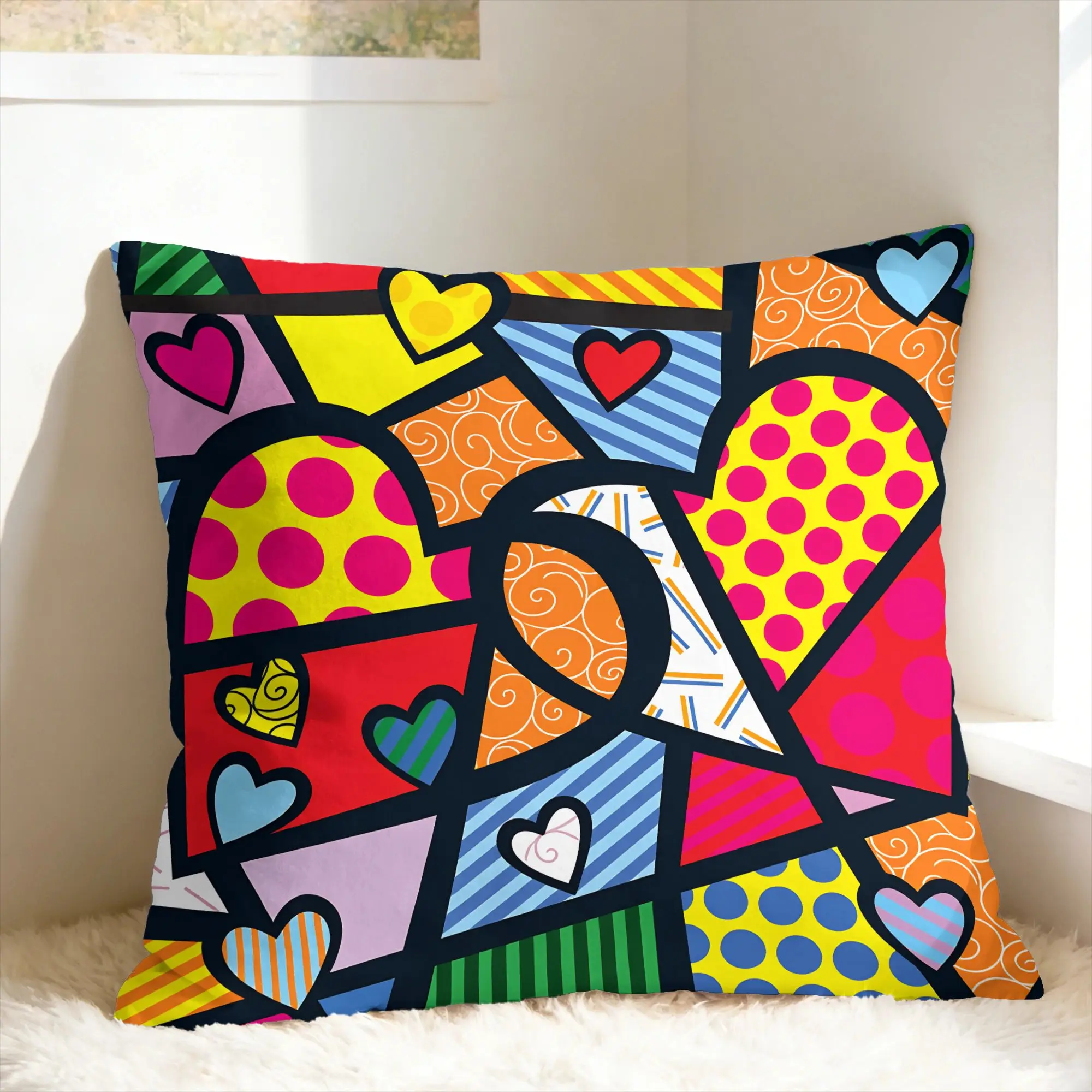 B-BrittoES Happy Art Pillow Case  Custom Pillow Cover For Wedding Party Home Decor Novelty Pillowcases