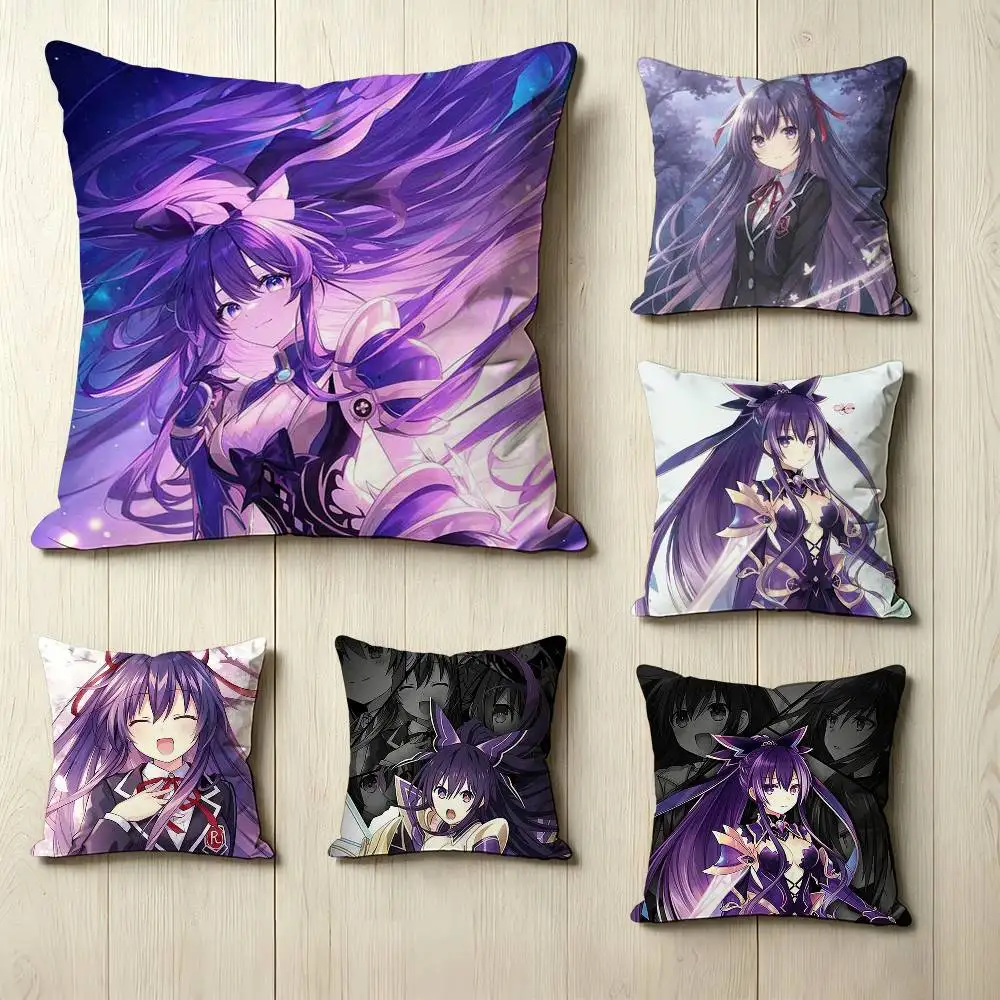 D-Date A Live Cool Y-Yatogami Tohka  Square Double-Sided printed Pillow Case Bedroom Bedside Pillow Sofa Cushion Cover