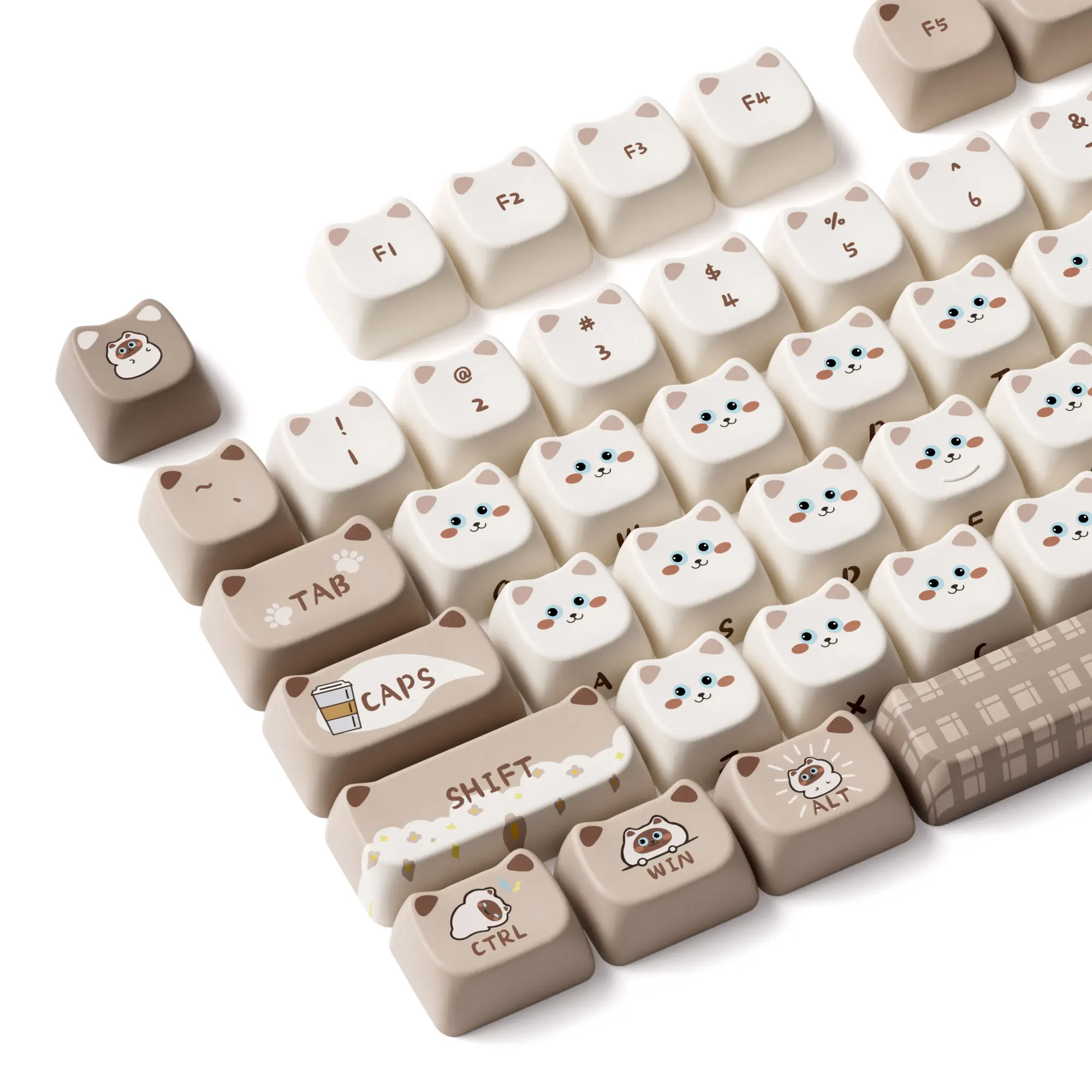 Akko Siamese Cat Tastenkappen-Set, 142 Tasten, MAO-Profil, PBT-Farbsublimations-Tastenkappen für mechanische Tastatur mit 61/68/75/87/98/108 Layout