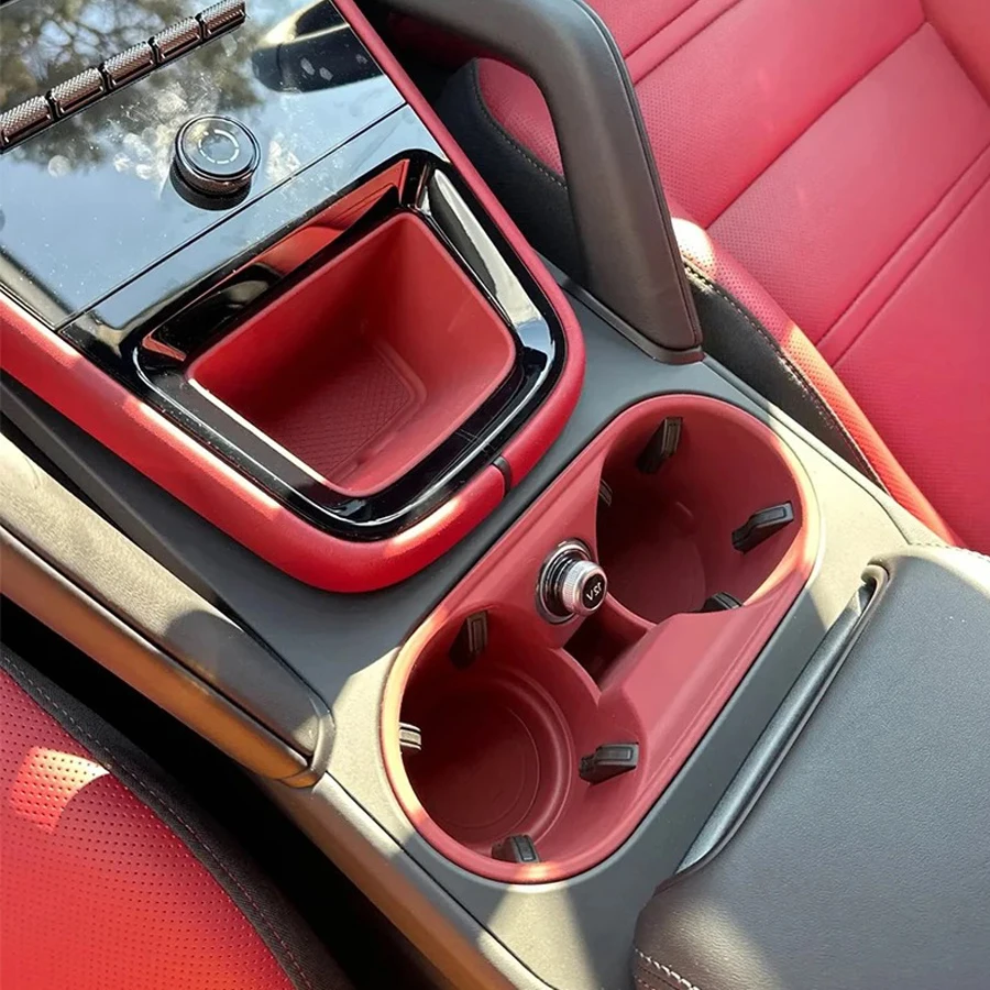 

Silicone Car Cup Holder For Porsche Cayenne 2024 -2026 Center Console Organizer Anti Spill- Drink Holder Insert Auto Accessories