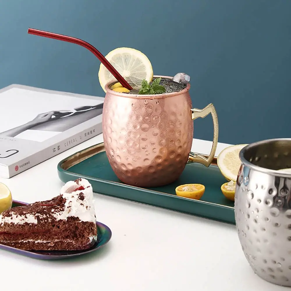 

500ml Pure Copper Cup Moscow Mule Thickened Moscow Mule Mugs Brushed Appearance Smooth Finish Drum Cup