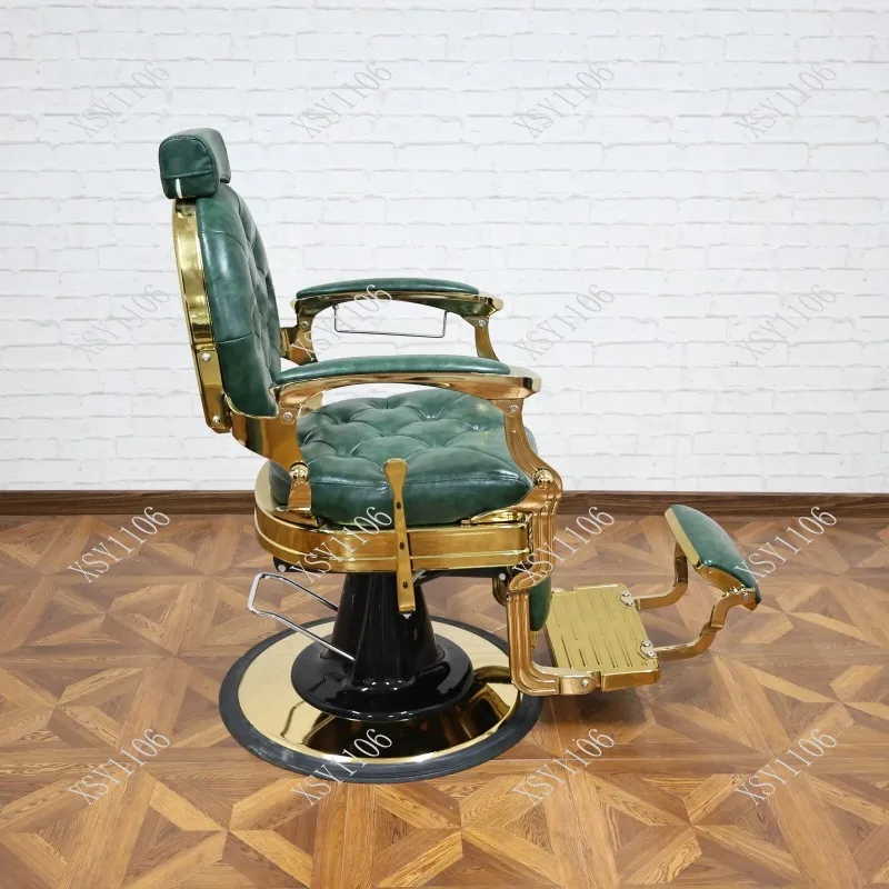 Professional Barber Chair - 360° Rotatable Hydraulic Lift Salon Chair with Reclining Function, Green