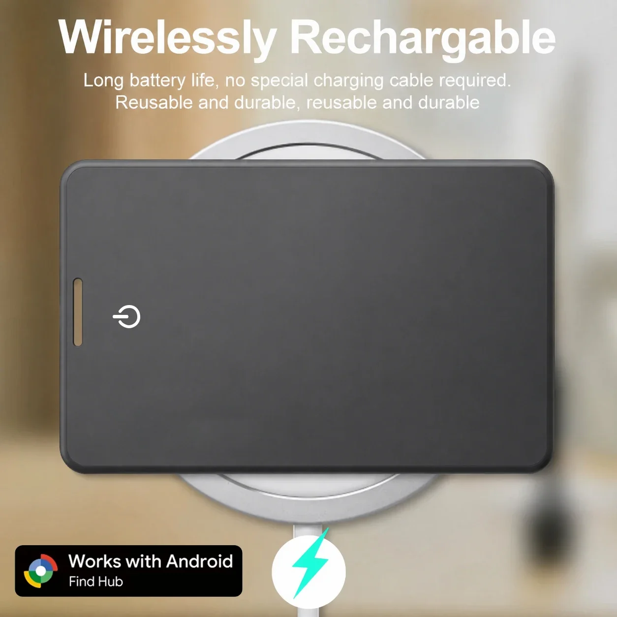 Сверхтонкая карта-трекер Google Find Hub — беспроводной умный локатор для Android, позволяющий отслеживать ключи, кошелек, багаж и сумки.
