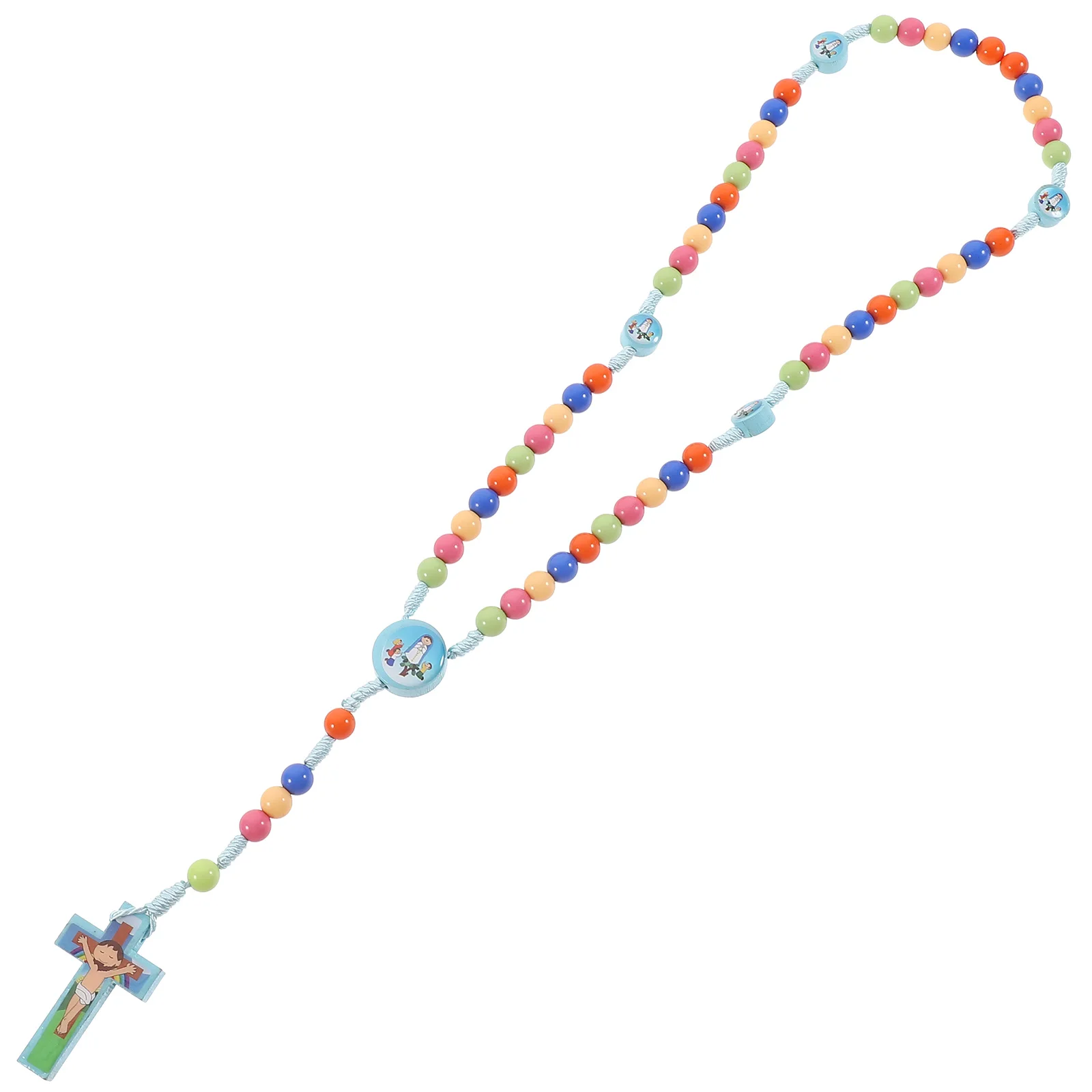 

Colorful Round H woven Children Jewelry Women'S Necklaces Plastic Rosary Vintage Necklaces Trendy