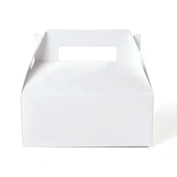 10pcs Large Gable Boxes White Gift Boxes With Handles Baking Boxes Snack Boxes Paper Lunch Boxes Takeaway Boxes Wedding Party