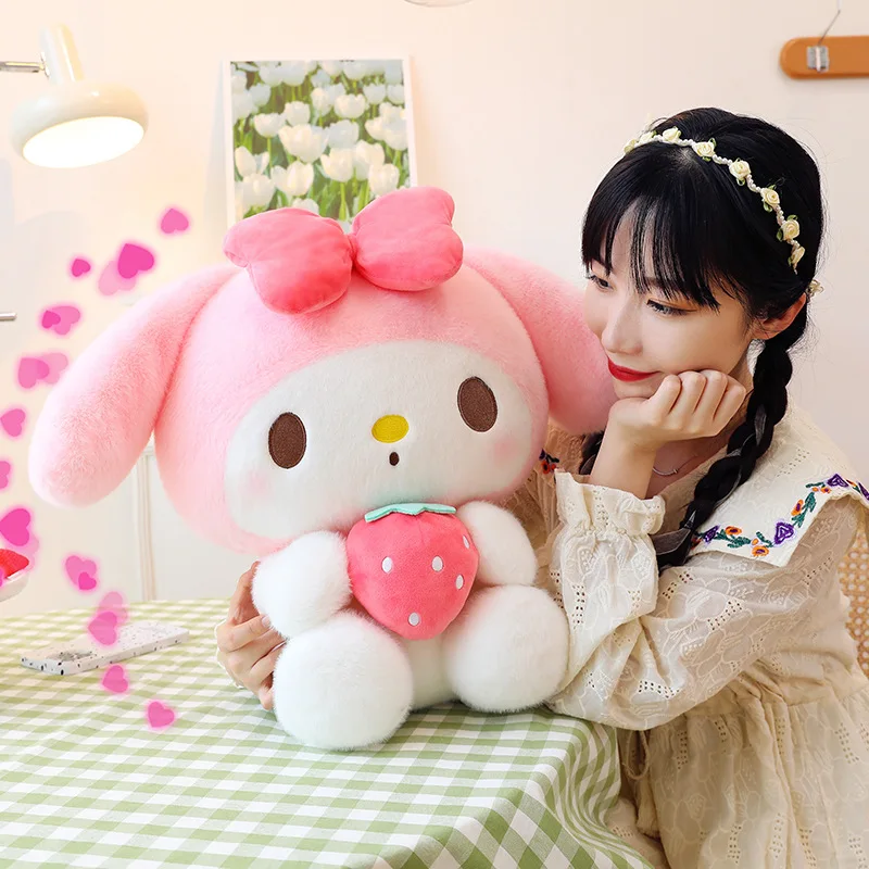 25/30/35cm Sanrio Strawberry Kuromi Pillow Plush Toy Girls Soft Stuffed Animal Toys Strawberry Melody Doll Birthday Children Gif