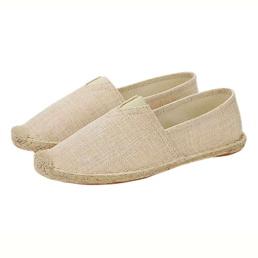35-45 Vintage Chinese Style Straw Woven Espadrille Loafers Breathable Linen Slip On Flats Handmade Comfort Casual Walking Shoes