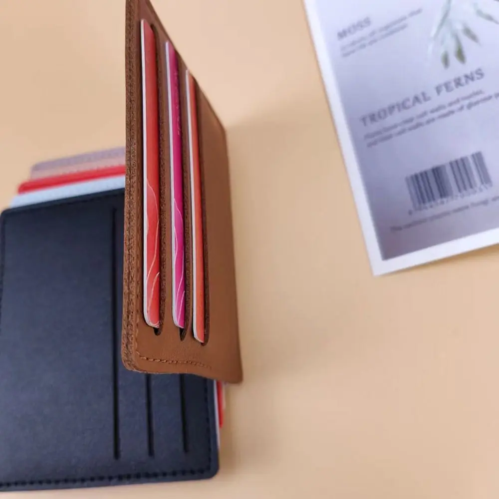 Porte-cartes en cuir PU pour documents solides, style coréen, simple, court, sac à cartes, multi-positions, étui pour carte d'identité, étui pour carte de crédit, voyage