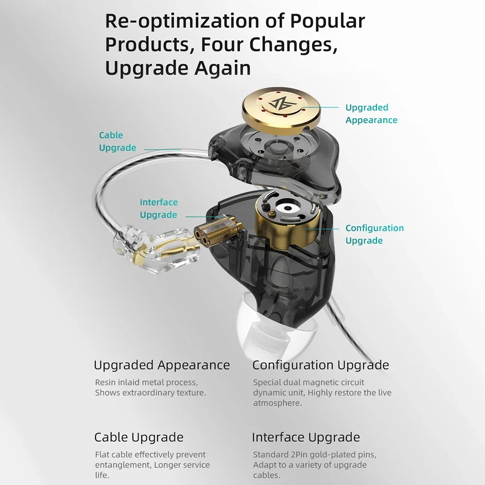 KZ EDX Pro 10 مللي متر المزدوج المغناطيسي الدائرة محرك ديناميكي سماعة 2Pin كابل HIFI سماعات أذن باص ستيريو إلغاء الضوضاء سماعة