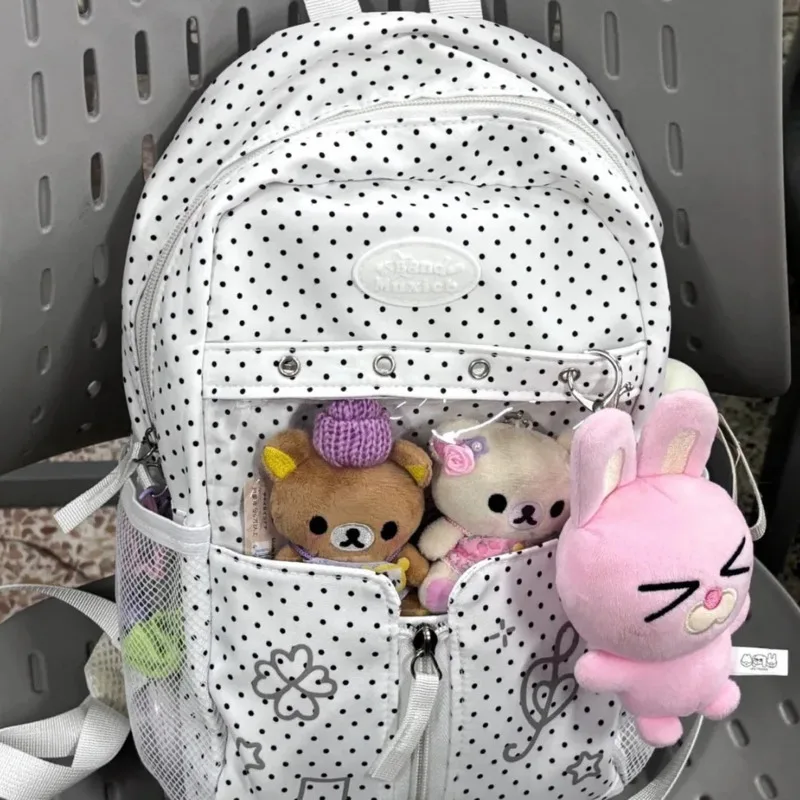 

Star Polka Dots Backpack Y2k Versatile Girl High Capacity Multi Size Commuting Student Lightweight Double Shoulder Canvas Bag