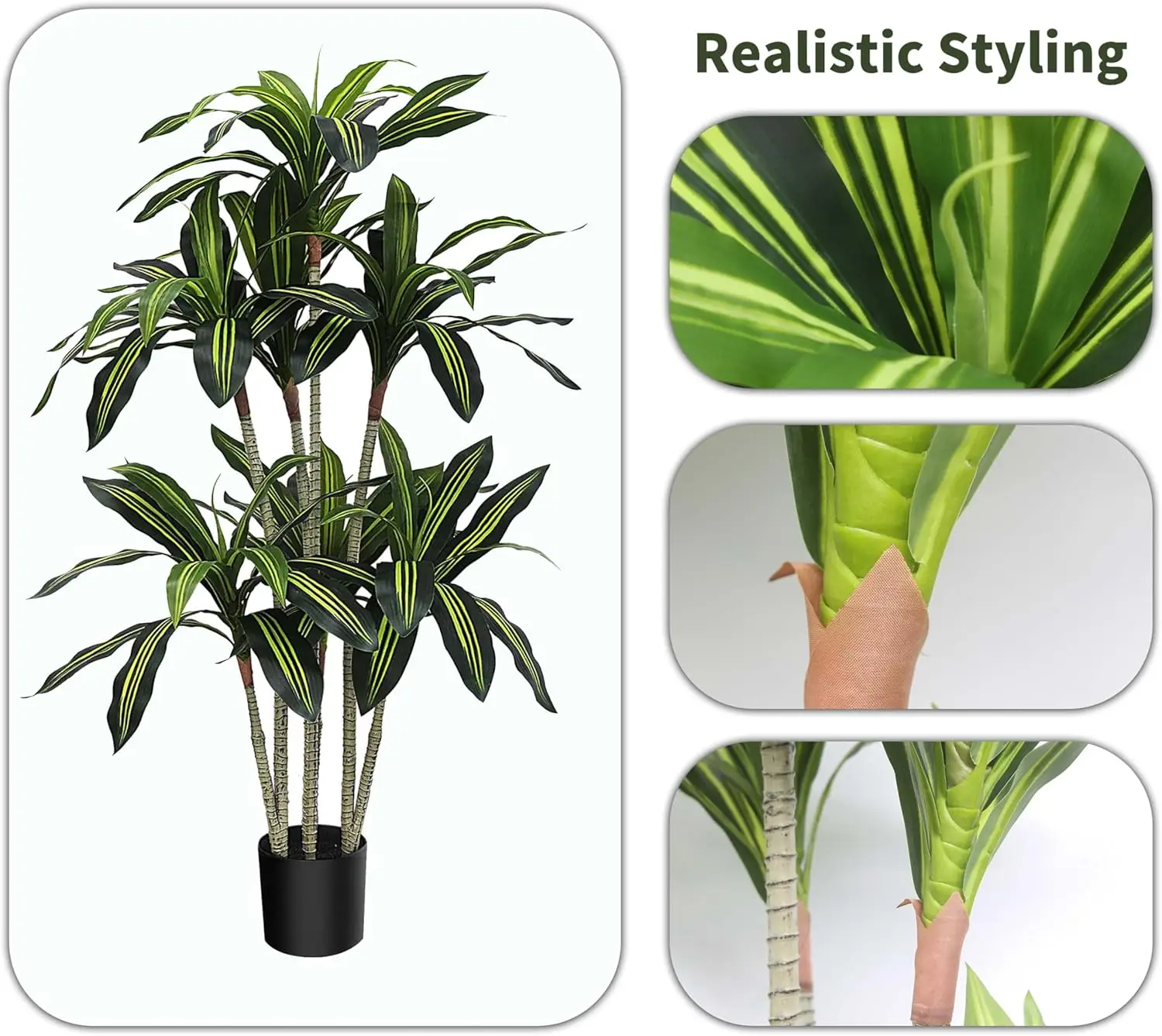 Tall Artificial Plants Indoor, Artificial Tree Dracaena No Odour,5Ft- Perfect For Indoor Home Decor,Big Fake Plant,Plantas