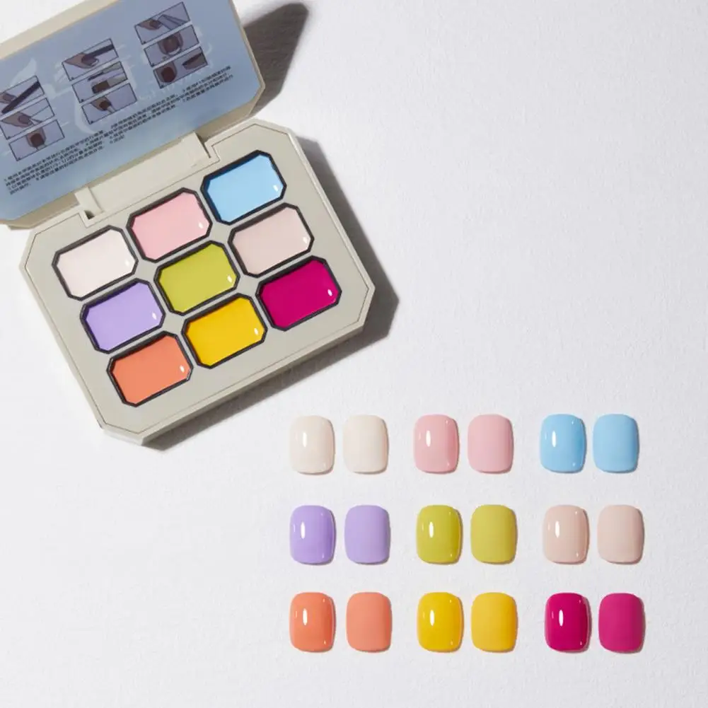 洗練されたネイルポリッシュシェード カラフルなネイルポリッシュセット 女性/女の子向け 長持ちするジェルパレット 9つのソリッドクリームシェード入り