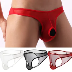 Man Briefs Breathable Comfy Bikini Ultra-thin Bulge Pouch Open Crotch Underwear Men's Ice Silk Underwear Men's Briefs Low Waist